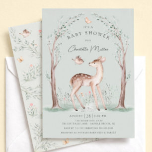 Invitación de Baby Shower de Ciervo del Bosque