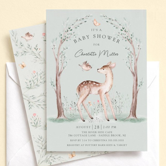 Invitación de Baby Shower de Ciervo del Bosque (Subido por el creador)