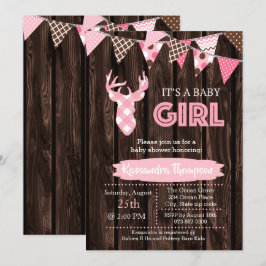 Invitación de Baby Shower de ciervos rosados de ma
