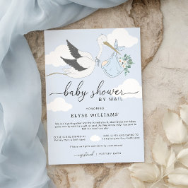 Invitación de Baby Shower de Cigüeña Azul por Corr