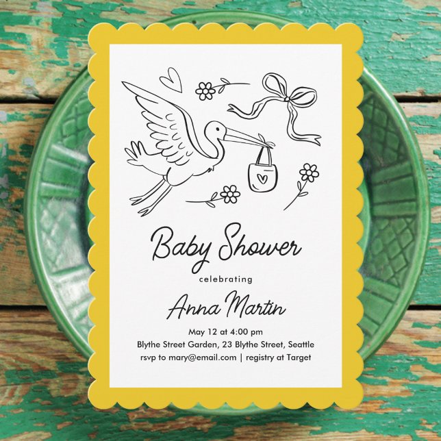 Invitación de Baby Shower de Cigüeña Soleada (Subido por el creador)