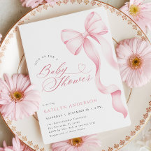 Invitación de Baby Shower de cinta de color rosa