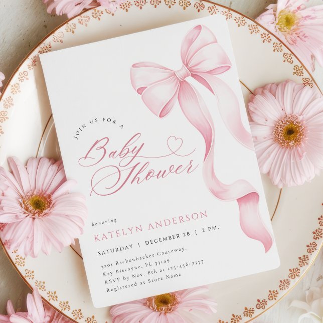 Invitación de Baby Shower de cinta de color rosa (Subido por el creador)