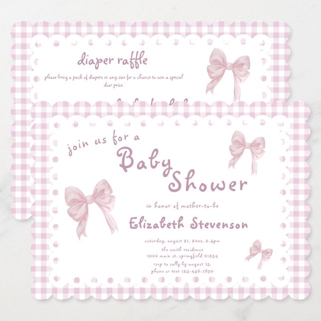 Invitación de baby shower de cinta rosa de doble c (Subido por el creador)