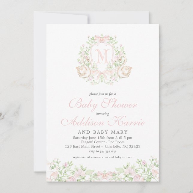 invitación de baby shower de cisne (Anverso)