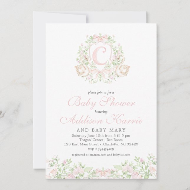 invitación de baby shower de cisne (Anverso)