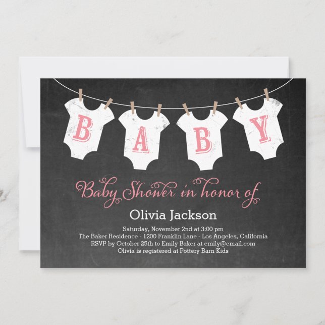 Invitación de Baby Shower de Clothing Garland - ro (Anverso)