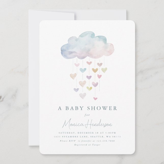 Invitación de Baby Shower de Cloud and Hearts (Anverso)