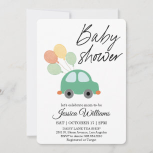 Invitación de Baby Shower de Coche Antiguo a la Ac