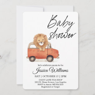 Invitación de Baby Shower de Coche Antiguo Acuarel