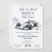 Invitación de Baby Shower de Coche de Carreras