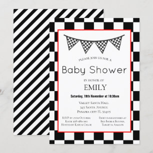 Invitación de baby shower de coche de carreras, cu