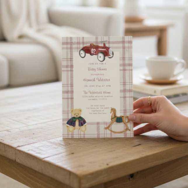 Invitación de Baby Shower de Coche de Juguete Rojo (Subido por el creador)