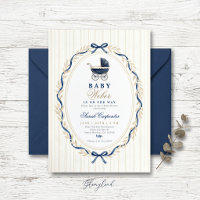 invitación de baby shower de cochecito de bebé con