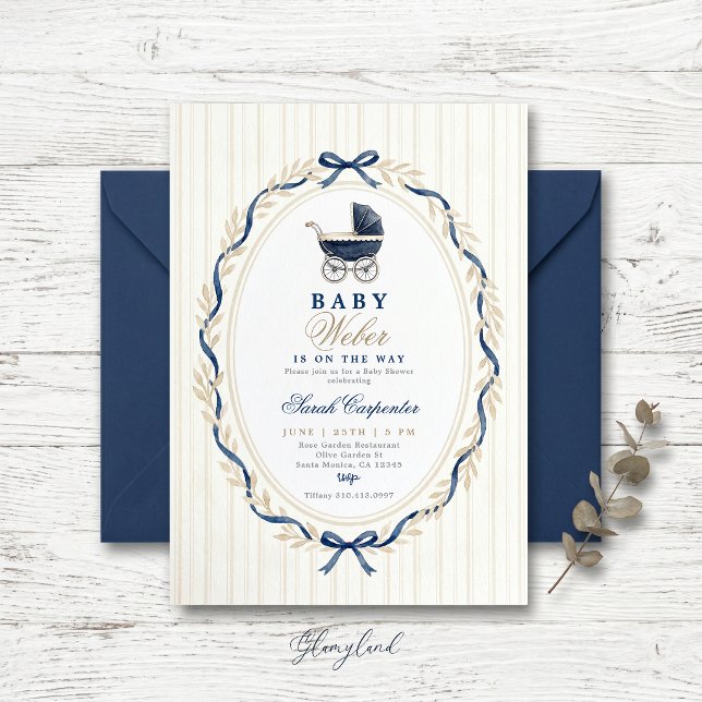 invitación de baby shower de cochecito de bebé con (Subido por el creador)
