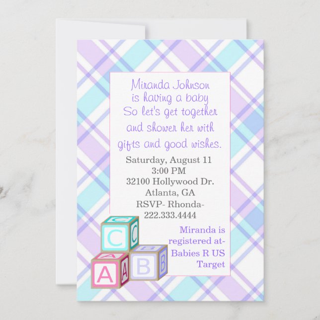 Invitación de Baby Shower de colocación (Anverso)