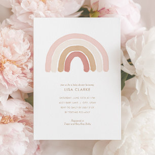 Invitación de Baby Shower de color arcoiris rosa