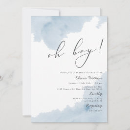 Invitación de Baby Shower de color azul de Oh Boy
