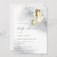 Invitación de Baby Shower de color de agua mágico 