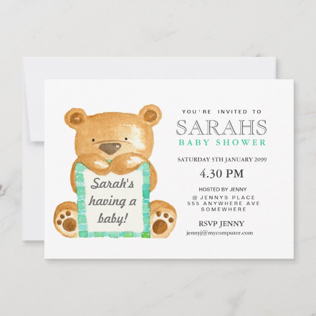 Invitación de Baby Shower de color marrón (Anverso)