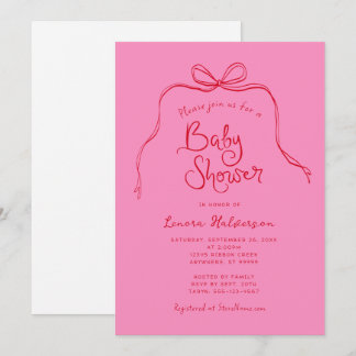 Invitación de Baby Shower de color rojo oscuro neg
