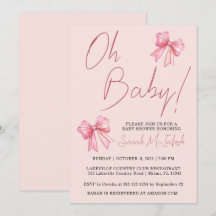 Invitación de Baby Shower de color rosa