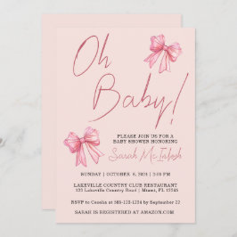 Invitación de Baby Shower de color rosa