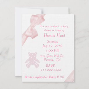 Invitación de Baby Shower de color rosa