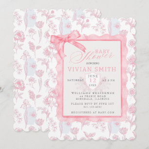 Invitación de Baby Shower de color rosa con motivo