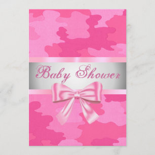 Invitación de Baby Shower de color rosa de camufla
