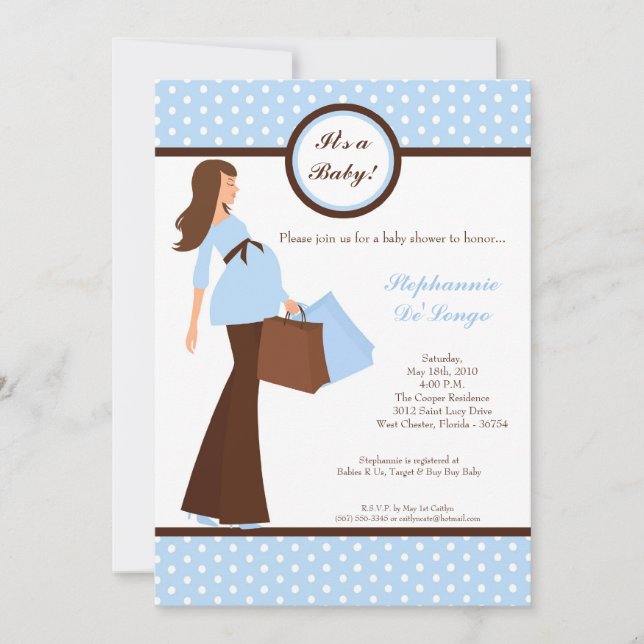 Invitación de Baby Shower de compra de mamá de mod (Anverso)