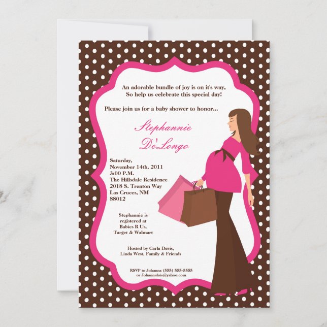 Invitación de Baby Shower de compra de mamá de mod (Anverso)
