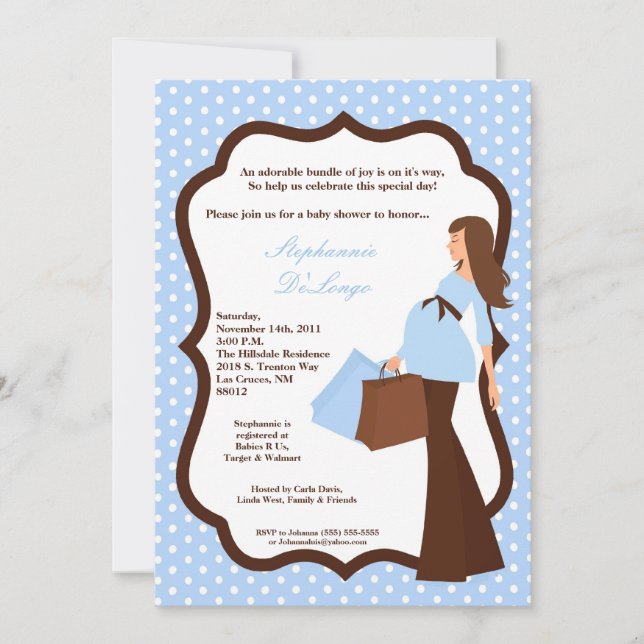 Invitación de Baby Shower de compra de mamá de mod (Anverso)