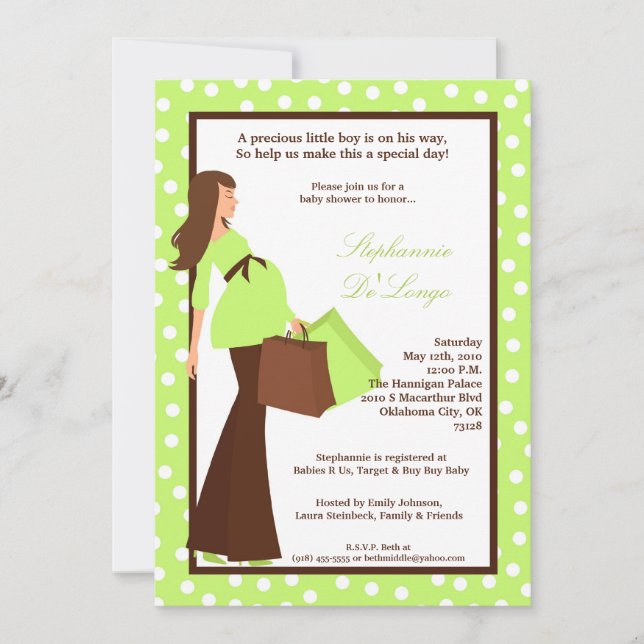 Invitación de Baby Shower de compra de mamá de mod (Anverso)