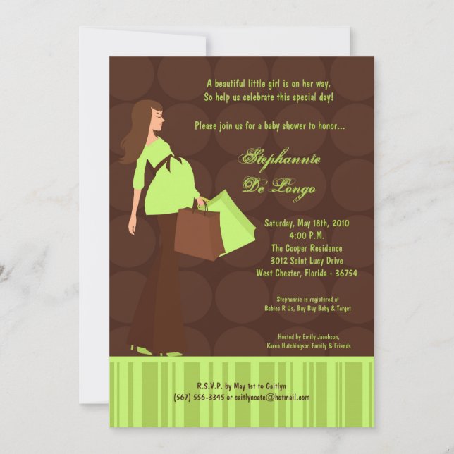 Invitación de Baby Shower de compra de mamá de mod (Anverso)