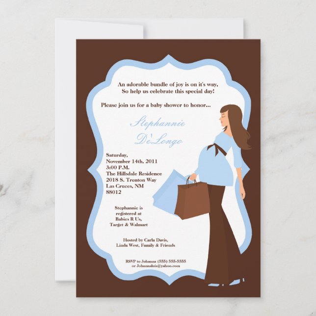 Invitación de Baby Shower de compra de mamá de mod (Anverso)