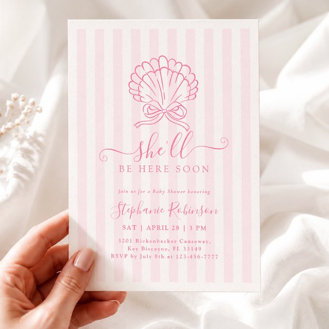 Invitación de baby shower de concha marina rosa di (Subido por el creador)