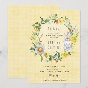 invitación de baby shower de conejito de narcisos 