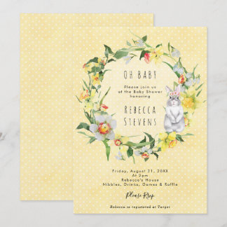invitación de baby shower de conejito de narcisos