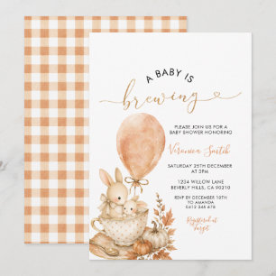 Invitación de Baby Shower de conejito de otoño con