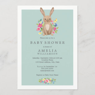 Invitación de Baby Shower de Conejito del Bosque D