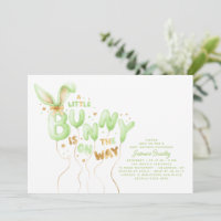 Invitación de baby shower de conejito dorado y ver