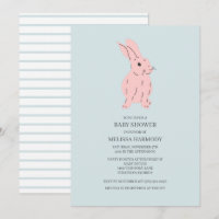 Invitación de Baby Shower de conejito dulce azul