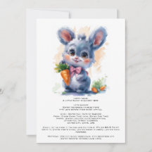 Invitación de Baby Shower de Conejito en Acuarela 