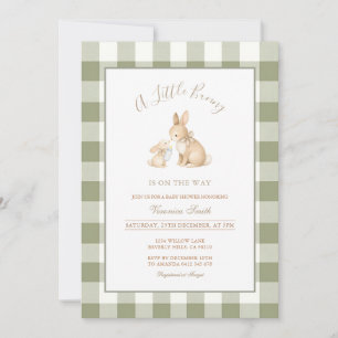 Invitación de baby shower de conejito en cuadros v