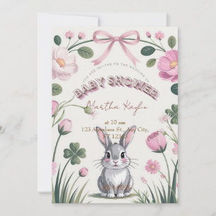 Invitación de Baby Shower de Conejito Floral