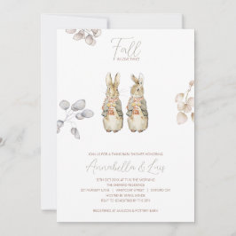 Invitación de Baby Shower de conejito gemelos de o