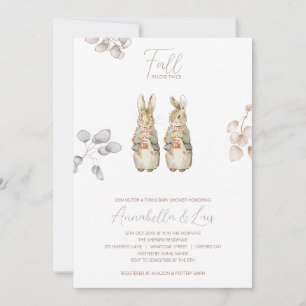 Invitación de Baby Shower de conejito gemelos de o