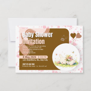 Invitación de Baby Shower de Conejito Pastel Dormi