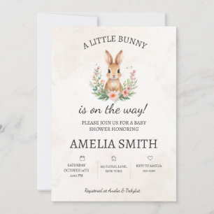 Invitación de Baby Shower de Conejito Pequeño   Bo